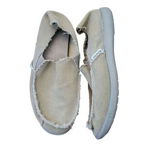 Crocs Canvas Slip On Shoes 8 Beige SANTA CRUZ Vacation Cruise Beach Comfort